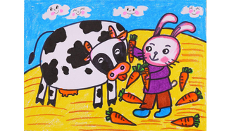 小爱的手作日记 儿童画彩色的奶牛