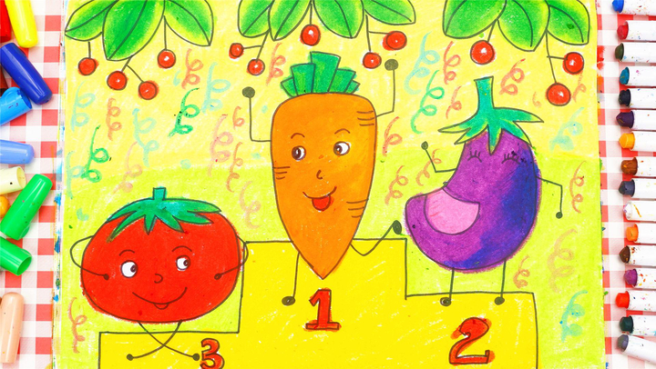 儿童画场景故事 蔬菜运动会