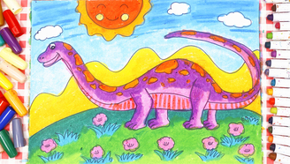 儿童画场景故事 侏罗纪世界的梁龙